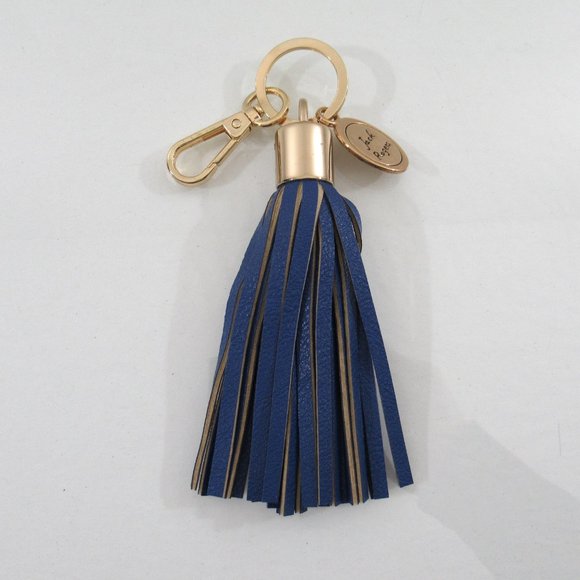 Jack Rogers Tassel Key Fob Key Chain Bag Purse Tassel Charm Blue - Picture 4 of 6